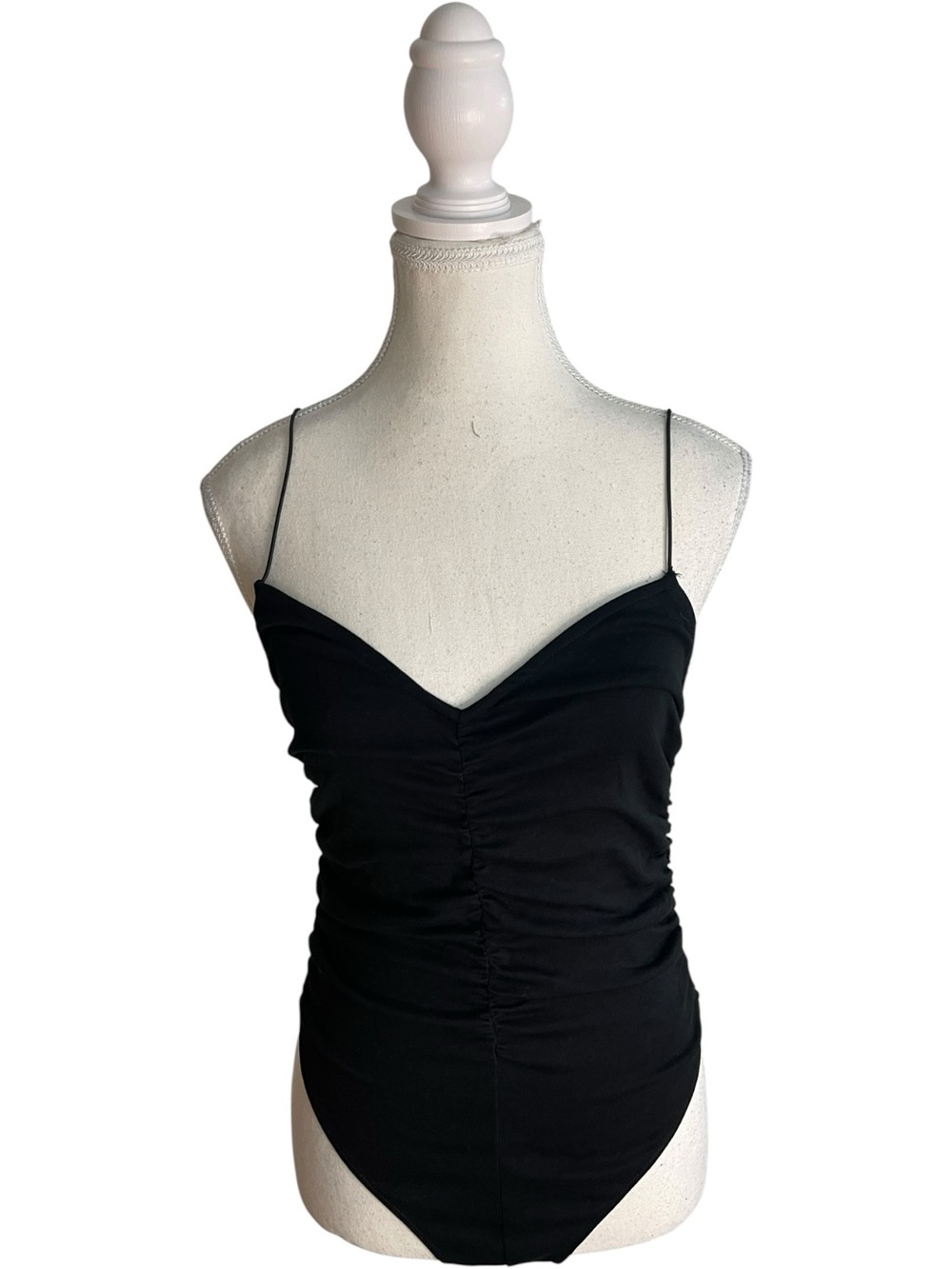 Zara Ruched Frunced Bodysuit Black